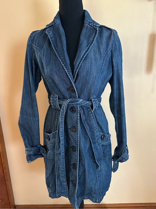 G by Guess Jackets & Blazers - G by Guess Blue Denim Jean Belted Buttoned Coat Women’s size Medium